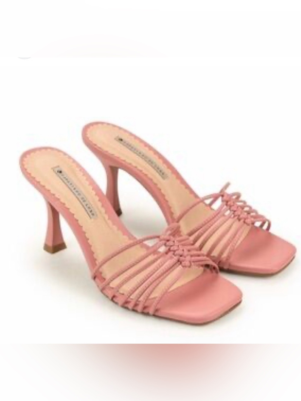 Pink Knotted Strappy Mule Heels